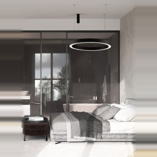 Lampadario a sospensione nero sabbiato per soggiorno led 80w cct 2700k 4000k dimmerabile con telecomando