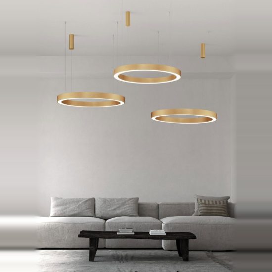 Lampadario led 80w cct 2700k 4000k dimmerabile con telecomando oro ottone per soggiorno