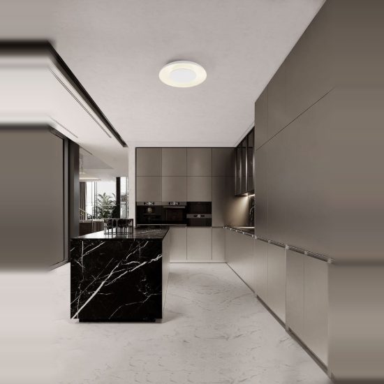 Plafoniera led 24w cct 2700k 4000k dimmerabile 40cm per cucina moderna bianca