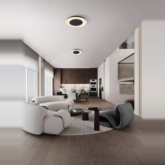 Plafoniera per soggiorno nero e bianco led 38w cct 2700k 4000k dimmerabile