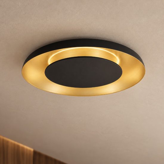 Plafoniera led 38w cct 2700k 4000k dimmerabile per soggiornonero e oro