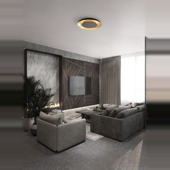 Plafoniera led 38w cct 2700k 4000k dimmerabile per soggiornonero e oro