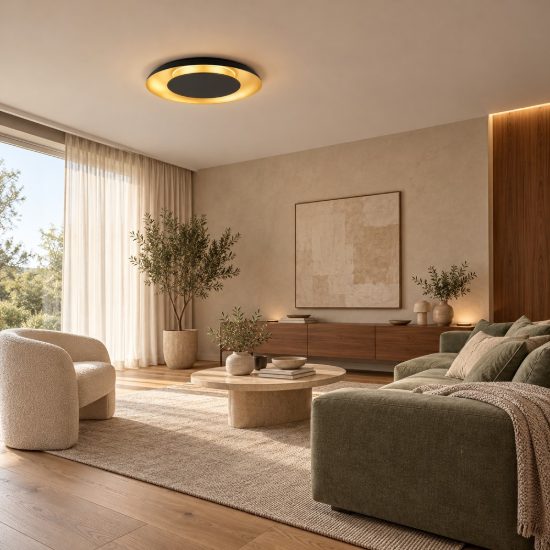 Plafoniera led 38w cct 2700k 4000k dimmerabile per soggiornonero e oro