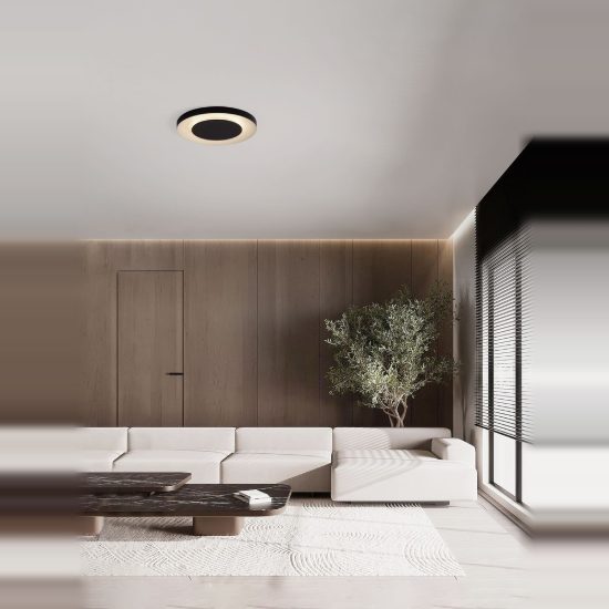 Plafoniera per camera da letto nero e bianco led 37w cct 2700k 4000k dimmerabile