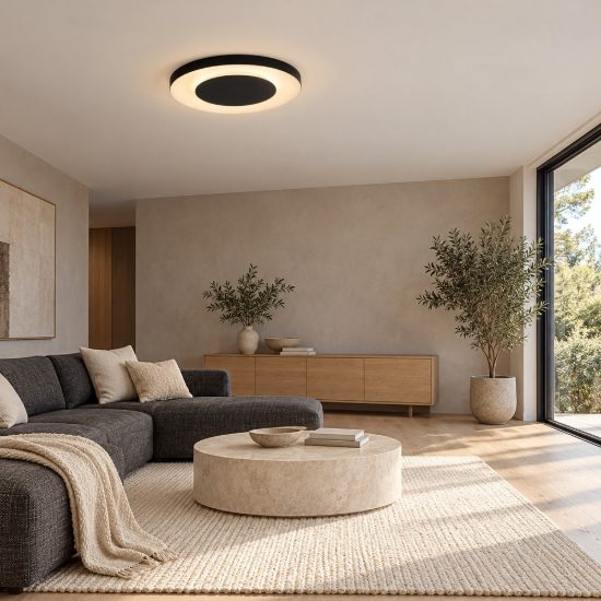 Plafoniera per camera da letto nero e bianco led 37w cct 2700k 4000k dimmerabile