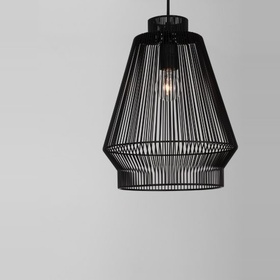 Lampadario industrial per cucina conico nero a sospensione