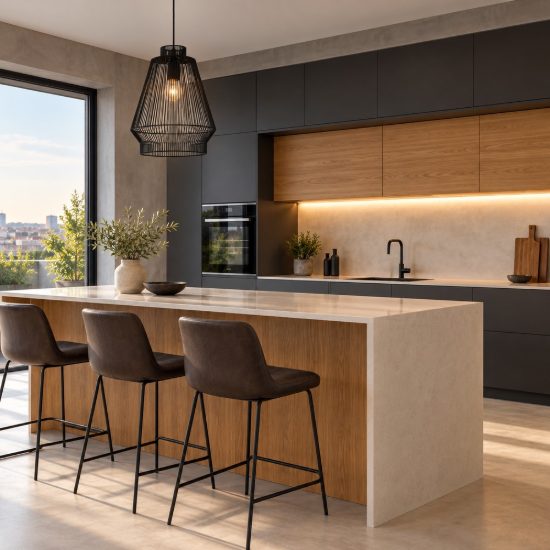 Lampadario industrial per cucina conico nero a sospensione