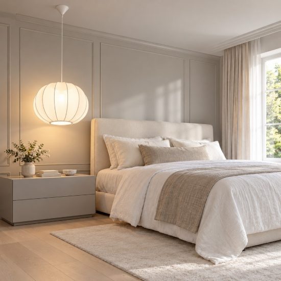 Lampadario a sospensione per camera da letto moderno a lanterna bianco