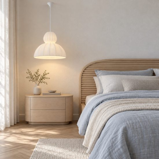 Lampadario a sospensione per camera da letto moderno lanterniforme bianco