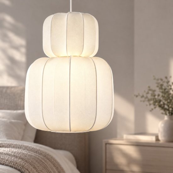 Lampadario a sospensione per camera da letto moderno a lanterna bianco