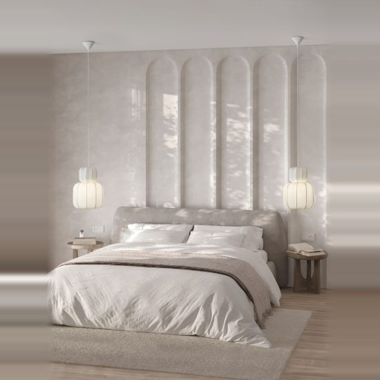 Lampadario a sospensione per camera da letto moderno a lanterna bianco