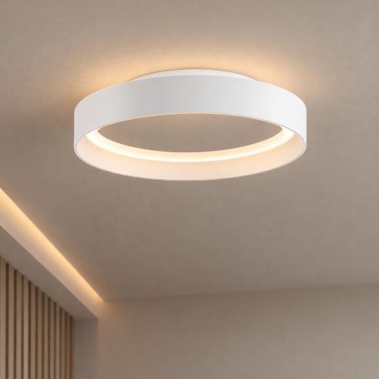 Plafoniera led 49w cct 2700k 4000k 45cm dimmerabile per cucina moderna bianca