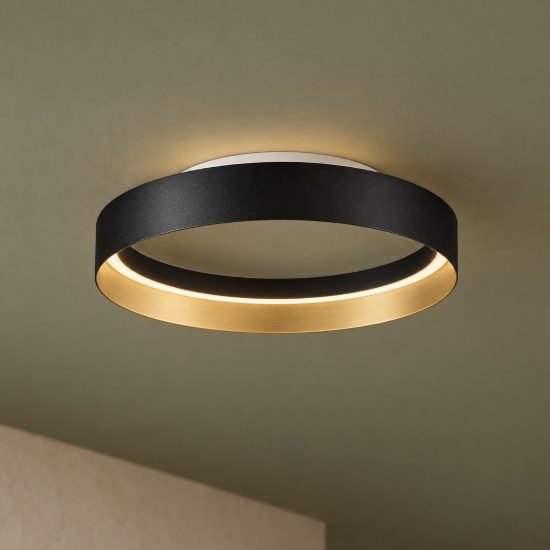 Plafoniera per cucina oro champagne e nero led 49w cct 2700k 4000k dimmerabile