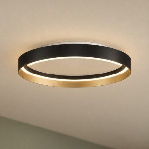 Plafoniera per camera da letto oro champagne e nero led 59w cct 2700k 4000k dimmerabile