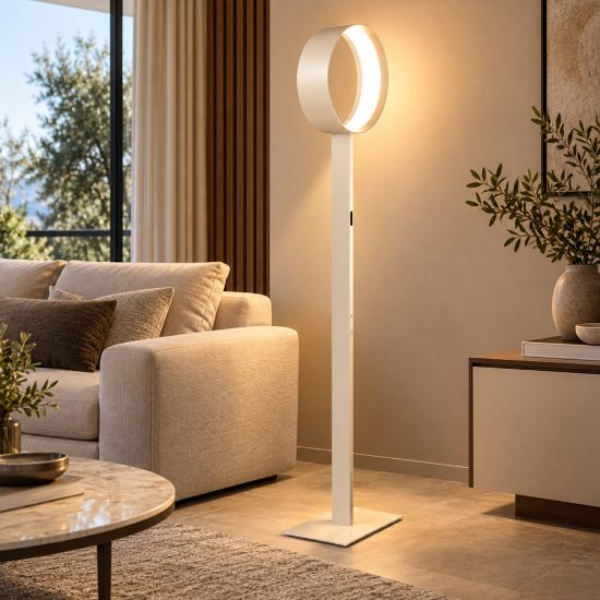 Fabas venice lampada da terra champagne led 27w cct 2700k 3000k 4000k dimmerabile