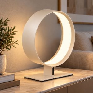 Fabas venice lampada da tavolo color champagne led 27w cct 2700k 3000k 4000k dimmerabile