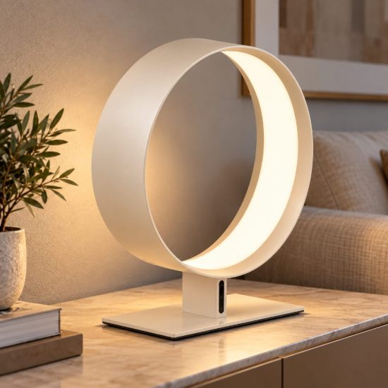 Fabas venice lampada da tavolo color champagne led 27w cct 2700k 3000k 4000k dimmerabile