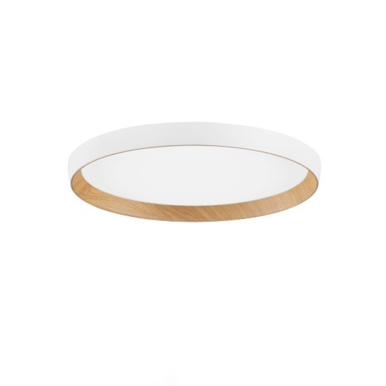 Plafoniera moderna rotonda bianco e legno led 36w cct 2700k 4000k dimmerabile