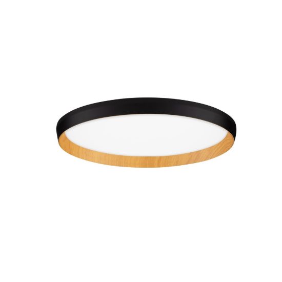 Plafoniera led 36w cct 2700k 4000k dimmerabile moderna tonda nero e legno