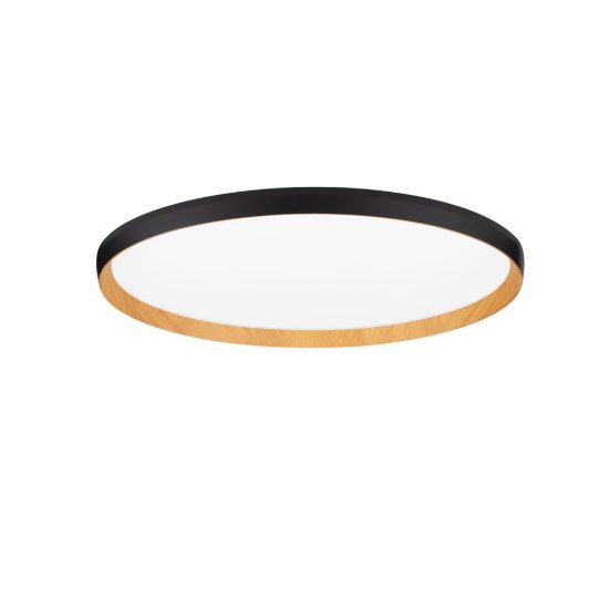Plafoniera led 55w cct 2700k 4000k dimmerabile moderna rotonda nero e legno