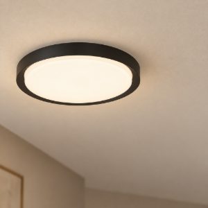 Plafoniera moderna rotonda nera led 40w 3000k 46cm dimmerabile