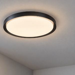 Plafoniera moderna rotonda nera led 50w 3000k 56cm dimmerabile