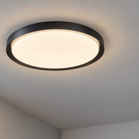 Plafoniera moderna rotonda nera led 50w 3000k 56cm dimmerabile