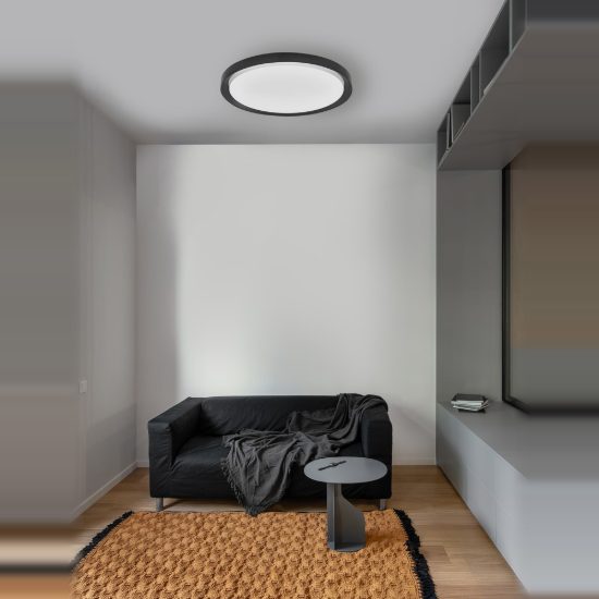 Plafoniera moderna rotonda nera led 50w 3000k 56cm dimmerabile