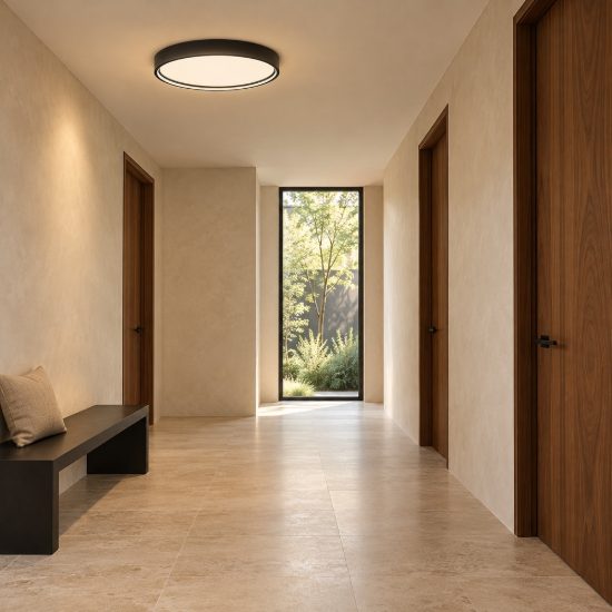 Plafoniera moderna rotonda nera led 30w 3000k 45cm dimmerabile