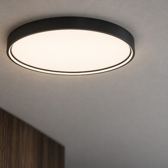 Plafoniera moderna rotonda nera led 60w 3000k 60cm dimmerabile