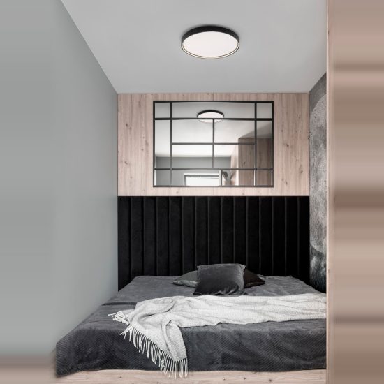 Plafoniera moderna rotonda nera led 60w 3000k 60cm dimmerabile