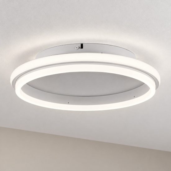 Plafoniera led 38w 3000k 45cm moderna ovale bianca