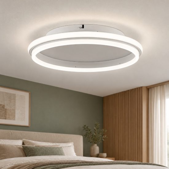 Plafoniera led 38w 3000k 45cm moderna ovale bianca