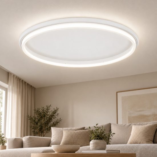 Plafoniera led 52w 3000k 60cm moderna ovale bianca