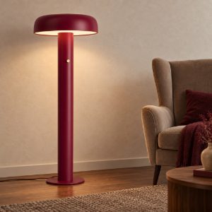 Lampada da terra bordeaux per camera da letto moderna led 28w 3000k dimmerabile