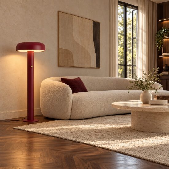 Lampada da terra bordeaux per camera da letto moderna led 28w 3000k dimmerabile