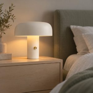 Lampada da comodino per camera da letto crema moderna led 17w 3000k dimmerabile