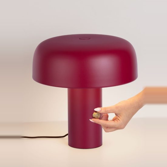 Abat-jour per camera da letto moderno bordeaux a fungo led 17w 3000k dimmerabile