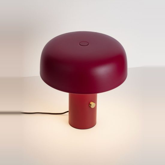 Abat-jour per camera da letto moderno bordeaux a fungo led 17w 3000k dimmerabile