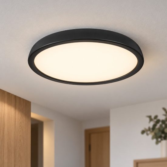 Plafoniera moderna rotonda nera led 44w 3000k 60cm dimmerabile