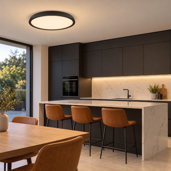 Plafoniera moderna rotonda nera led 44w 3000k 60cm dimmerabile