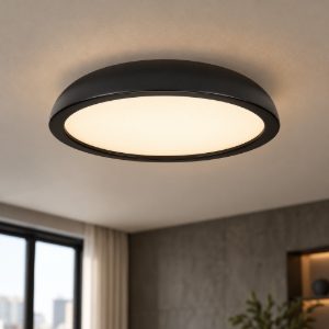 Plafoniera moderna rotonda nera led 25w 3000k 45cm dimmerabile