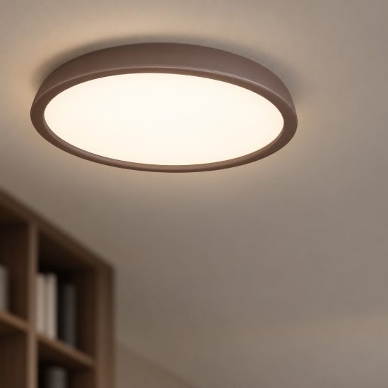 Plafoniera led 44w 3000k 60cm dimmerabile moderna tonda marrone