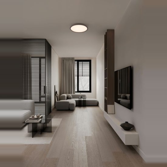 Plafoniera led 44w 3000k 60cm dimmerabile moderna tonda marrone