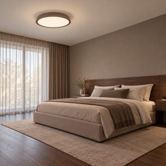 Plafoniera led 44w 3000k 60cm dimmerabile moderna tonda marrone