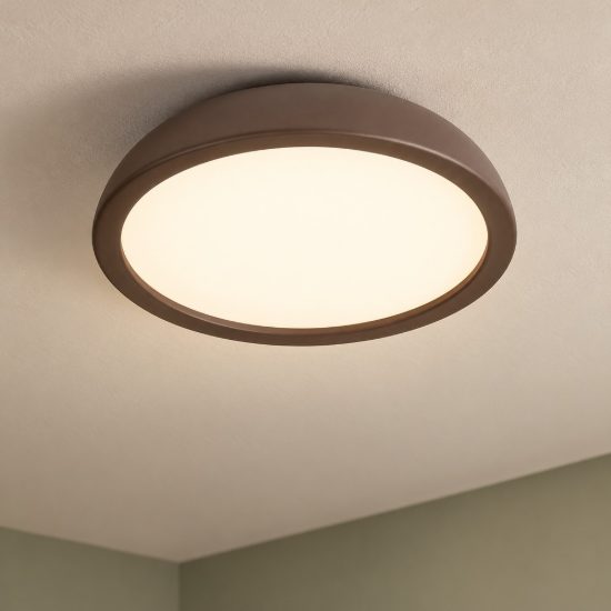 Plafoniera led 25w 3000k 45cm dimmerabile moderna rotonda marrone