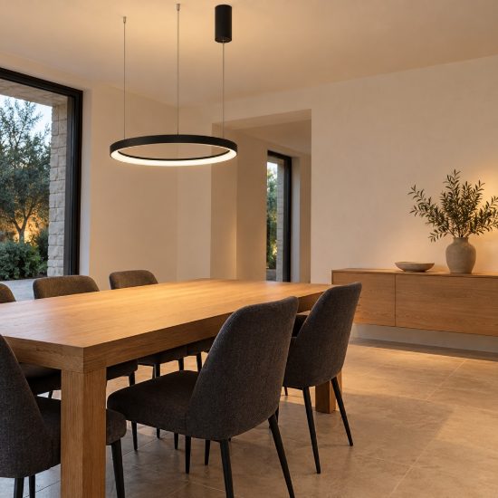Lampadario a sospensione moderno nero sabbiato per soggiorno led 48w 3000k dimmerabile