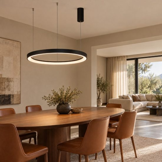 Lampadario a sospensione moderno nero sabbiato per soggiorno led 61w 3000k dimmerabile