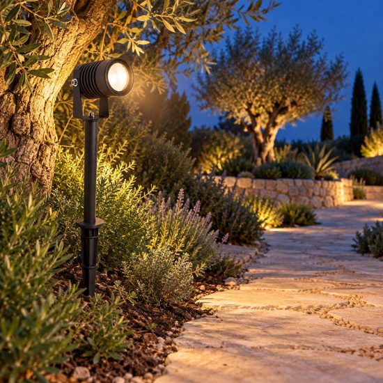 Faretto moderno antracite scuro da esterno giardino led 5w 3000k ip65 orientabile