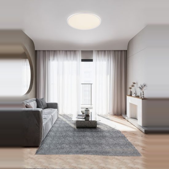 Plafoniera led 55w cct 2700k 3000k 60cm dimmerabile per soggiorno bianca